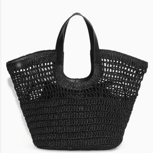 COS Leather Trim Straw Tote Bag